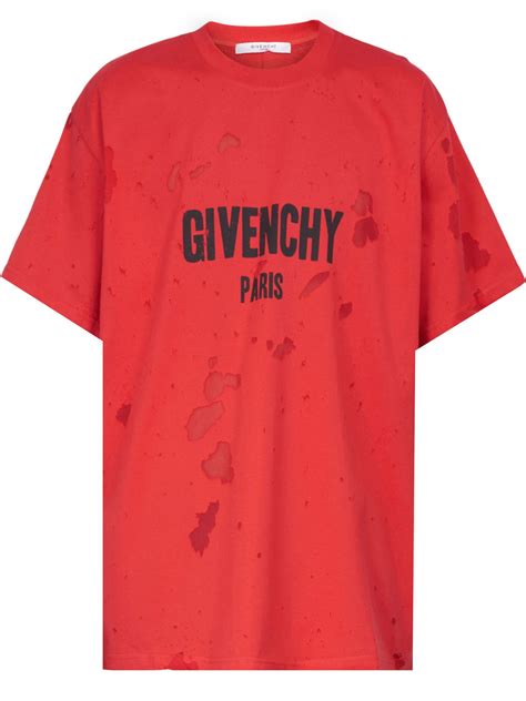 givenchy distressed effect t-shirt white red|Givenchy t-shirts for men.